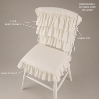 Housse de chaise de salle à manger en polyester crème à volants et nœud papillon, style américain, housse décorative