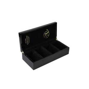 DS Brand Handmade High Glossy <b>Black</b> Hot Stamping 4 Compartments Rectangle Tea Bag Can Packaging <b>Box</b> Organizer Wooden Tea <b>Box</b> - Product Image 6
