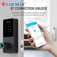 Serrure de porte intelligente biométrique Locstar Security Keyless Digital Key TTlock pour portail extérieur avec empreinte digitale, Wifi, clavier électrique en verre