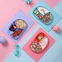 Assiette repas bébé en silicone à compartiments, forme lapin, antidérapante, avec ventouse, pour l'alimentation des enfants - Meilleure vente