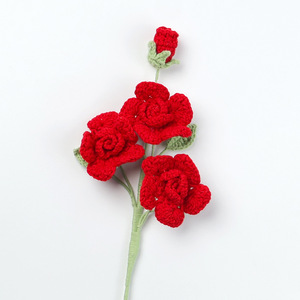Fleurs artificielles éternelles en crochet faites <span class=keywords><strong>à</strong></span> <span class=keywords><strong>la</strong></span> main, motif <span class=keywords><strong>neige</strong></span> et cinq roses, pour petite amie, pour usage extérieur - Product Image 3