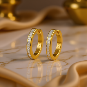 Orecchini E3345 in Oro con Diamanti Taglio Baguette, Oro Giallo, Classici da Donna per Uso Quotidiano, Diamanti Naturali Colore G - Product Image 2