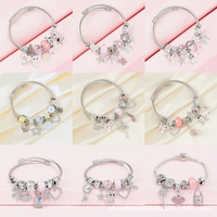 Bracelet DIY multi-éléments en acier inoxydable, motif nœud, ours, étoile, bracelet tendance, cadeau mignon pour femmes