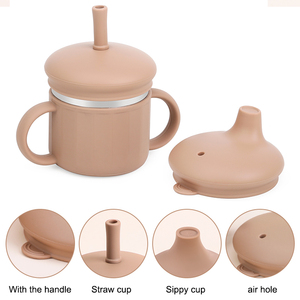 Silicone Sippy Cup Toddlers Double Wall Insulated No Spill Cup with Straw BPA Free - Product Image 4