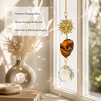 Attrape-soleil en pierre naturelle œil de tigre, carillon éolien fait main, ornement suspendu en cristal, décoration d'intérieur, cadeau