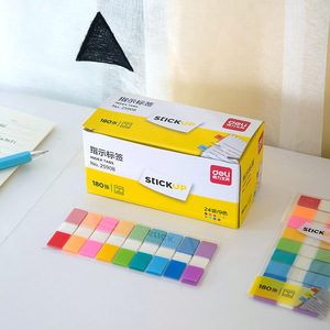 Deli Index Tab Labels 12x44mm Mixed Colors Reusable Clip-On For Notebook Student Office Study Organization - Product Image 2
