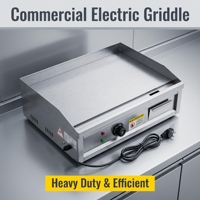 Grill Teppanyaki Commercial Électrique à Surface Plate en Acier Inoxydable Épaissi, Chauffage Rapide, Contrôle Précis de la Température