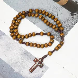 Manufacturer Religious Christian Cross Wooden Bead Chain Catholic Rosaries