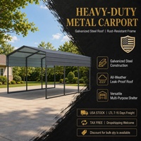 [Gudang AS] Kanopi Carport Baja Galvanis Tugas Berat 10x15 FT Rangka Atap Logam Besar Pengiriman Cepat Dari AS 1 Buah MOQ