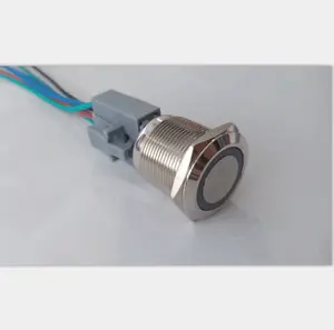 22mm Waterproof momentary Ring LED Illuminated IP67 NO NC Momentary Metal push button switch