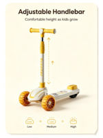 Nouveau style de trottinette à trois roues en acier PP pour enfants de 2 à 8 ans, pliable, avec musique et lumières, multifonctionnelle, grande trottinette à pédales pour enfants