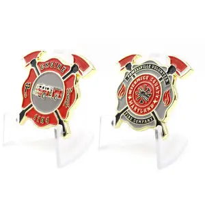 Высокое качество на заказ латунь Металлическая эмаль пожарный подарок сувенир Пожарный Вызов Монета