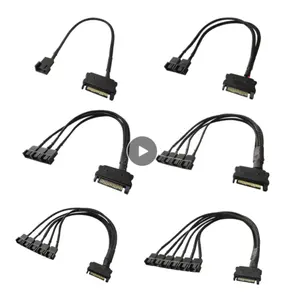 Cabo de alimentação para cooler molex ide, 30cm preto cabo 12v sata para multiorifício 3/4 pinos conector para computador pc diy