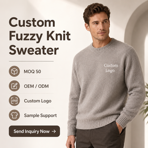 Maglione da Uomo Personalizzato <span class=keywords><strong>in</strong></span> Maglia Morbida a Pelo Lungo, Girocollo, Pullover OEM ODM, MOQ Basso, Caldo e Accogliente per l'Inverno - Product Image 1