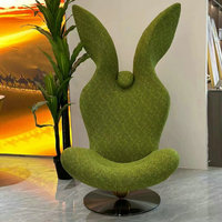 Fauteuil lapin vert en velours personnalisé chaise longue en cuir synthétique PU en fibre de verre fauteuils canapés hôtel villa à dossier haut