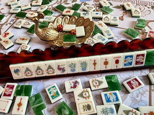 Hot Sale Green Celebration Engraved Acrylic American Mahjong Tiles Set Mat Rack Mahj Table Chess Game Gift Casino <b>Entertainment</b> - Product Image 4