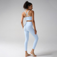 Damen Yoga-Set: Sport-BH & Leggings für Fitness, Laufen, Cross-Back, High Waist, Po-Lifting, Gebürstet, Ganzjährig