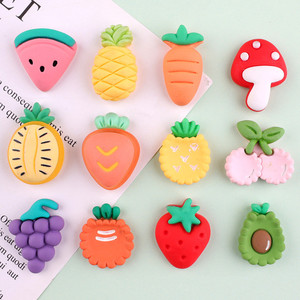 Piña Fresa Aguacates DIY Fruta Horquilla Scrumps Resina Encantos Resina Parte posterior plana Slime Encantos para la decoración - Product Image 2