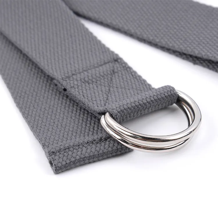 Double Thickness With Metal D Ring Yoga Strap Exercise Organic Cotton Yoga Belt Stretch
