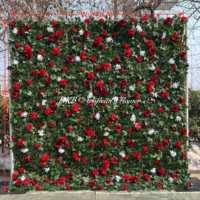 DKB Künstliche Blumenwand 8x8 ft Staubrosa Grün und Weiß Tropische Blumen Hintergrundwand 10x10 Weihnachts-Blumenwand