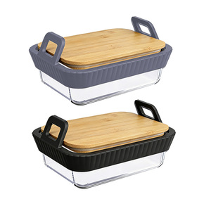 Glass <b>Baking</b> Tray Set For Air Fryers With Detachable Silicone Handle Heat Resistant Rectangle Universal <b>Accessory</b> - Product Image 4