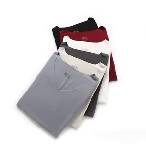 Wholesale Summer Mens Quality Breathable Fashion Ice Silk Seamless V-neck T-shirt Thin Short Sleeved Slim T Shirt