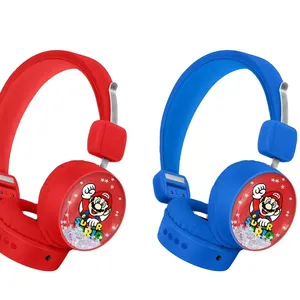 Karikatür süper Mario desen öğrenci çocuk animasyon Bluetooth kulaklıklar için kablosuz kulaklıklar
