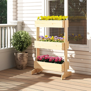 Jardinière Verticale Carrée à 3 Niveaux, 3 Boîtes à Fleurs <span class=keywords><strong>en</strong></span> <span class=keywords><strong>Bois</strong></span>, Autoportante, Écologique, Durable, pour Jardin Intérieur ou Extérieur - Product Image 3