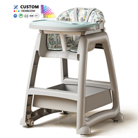 Nouveau Style sécurité réglable roue mobile infantile bébé salle à manger manger chaise en plastique bébé alimentation nourriture chaise haute avec Table à manger