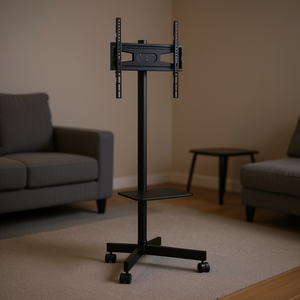 Support TV portable réglable en hauteur de 23 à 60 pouces avec roulettes pour salon, chambre, montage audiovisuel sur roulettes - Product Image 2