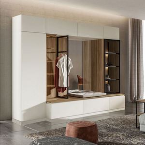 Armario de Madera de Teca Sólida Moderno OPPEIN, Armario al por Mayor, Diseño de Armario con Tocador Integrado para Dormitorio - Product Image 6