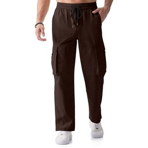 FOXA Mens Casual <b>Cargo</b> <b>Pants</b> <b>Stretch</b> Elastic Waist Drawstring Loose Fit Breathable Multiple Pockets Men's <b>Pants</b> - Product Image 1