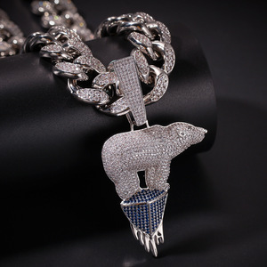 <span class=keywords><strong>Bereal</strong></span> bijoux Hip Hop glacé 925 argent Sterling VVS Moissanite diamant personnalisé ours polaire pendentif pour collier - Product Image 3