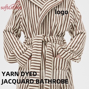 <span class=keywords><strong>Accappatoio</strong></span> da bagno in tessuto 100% cotone tinto in <span class=keywords><strong>Jacquard</strong></span> <span class=keywords><strong>accappatoio</strong></span> pigiama <span class=keywords><strong>accappatoio</strong></span> con Logo personalizzato abbigliamento da notte donna - Product Image 3
