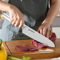 Ensemble de 8 couteaux de cuisine en acier inoxydable 3Cr13 410, manche creux, couteau de chef, hachoir, couteau à pain, ciseaux, ambidextre, compatible lave-vaisselle