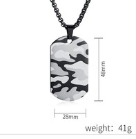 Collier pendentif en acier inoxydable plaqué or camouflage laser, style militaire, chaîne pour homme, streetwear urbain, accessoire de mode hip hop