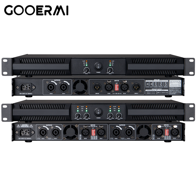 Professional 4 Channel Class D Digital Power Amplifier 4x450W 1U Rack Mount Audio Amp for Stage Performance Club Sound System