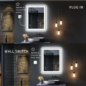 Miroir de salle de bain à Led, éclairage personnel rétro-éclairé, Triple couleur, miroir de vanité étanche avec LED