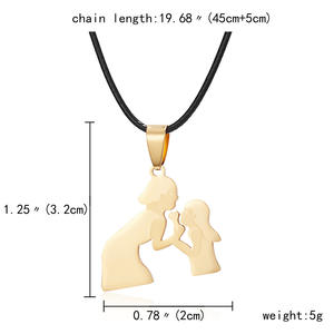 Collar con colgante <span class=keywords><strong>de</strong></span> acero inoxidable para el Día <span class=keywords><strong>de</strong></span> Acción <span class=keywords><strong>de</strong></span> Gracias para madre, <span class=keywords><strong>cadena</strong></span> <span class=keywords><strong>de</strong></span> cuero para madre, padre, bebé, mujer, esposa, madre, familia - Product Image 5