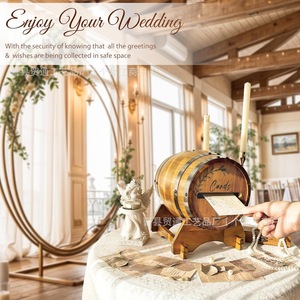 Wooden Barrel Shaped <b>Card</b> Holder <b>Wedding</b> Decoration Handmade Laser Cut Desktop Organizer Gift <b>Box</b> - Product Image 4