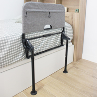 Barandilla de Cama Plegable para Adultos con Patas Ajustables, Barrera de Cama de Metal y Tela 63x103cm, Compatible con Camas de 90-180cm, KMINA K40069
