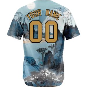 Camiseta de béisbol personalizada, unisex, para adultos, con nombre personalizado, número sublimado, transpirable, con nombre del equipo, 00, estampado de montaña, camiseta deportiva - Product Image 2