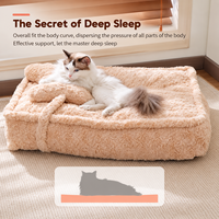 Coussin de couchage carré en peluche longue et solide pour animaux de compagnie, antidérapant, amovible et lavable, pour chats et chiens, avec logo personnalisé, vente en gros