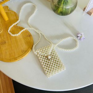 Bolso de Perlas Nuevo 2024 para Mujer, Mini Bolso Bandolera Popular, Bolso de Perlas Tejido a Mano Retro Versátil - Product Image 3