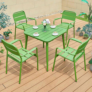 Juego de Comedor para Jardín con Mesa Cuadrada y 4 Sillas, Estructura de Aluminio Resistente a la Intemperie, Color Personalizable - Product Image 1