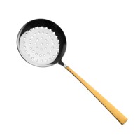 Ensemble d'ustensiles de cuisine en acier inoxydable doré mat personnalisé, 7 pièces, louche, cuillère à spaghetti, cuillère à servir le riz, écumoire, support
