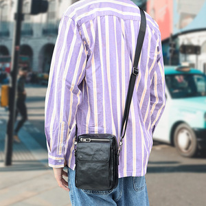 Sac bandoulière en cuir véritable pour homme Joyir, couleur noire unie, sac messager décontracté pour un usage quotidien en extérieur - Product Image 3