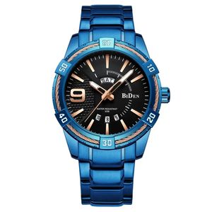 Montre à quartz pour homme BIDEN 0137, montres pour homme, montre-bracelet de luxe en acier inoxydable, marque de luxe, affichage analogique de la semaine, cadeaux - Product Image 5