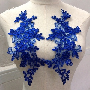 Coudre décoratif bleu de haute qualité sur collier Applique en dentelle soluble dans l'eau pour vêtement LT20395 - Product Image 4