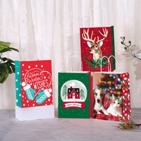 Sacs cadeaux de Noël personnalisés en papier kraft écologique, fond carré, imprimé Père Noël, pour cadre photo, emballage de bougies, petit MOQ